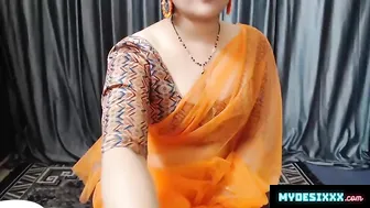 Bhabhi Yellow Saree Strip Chat Public Show